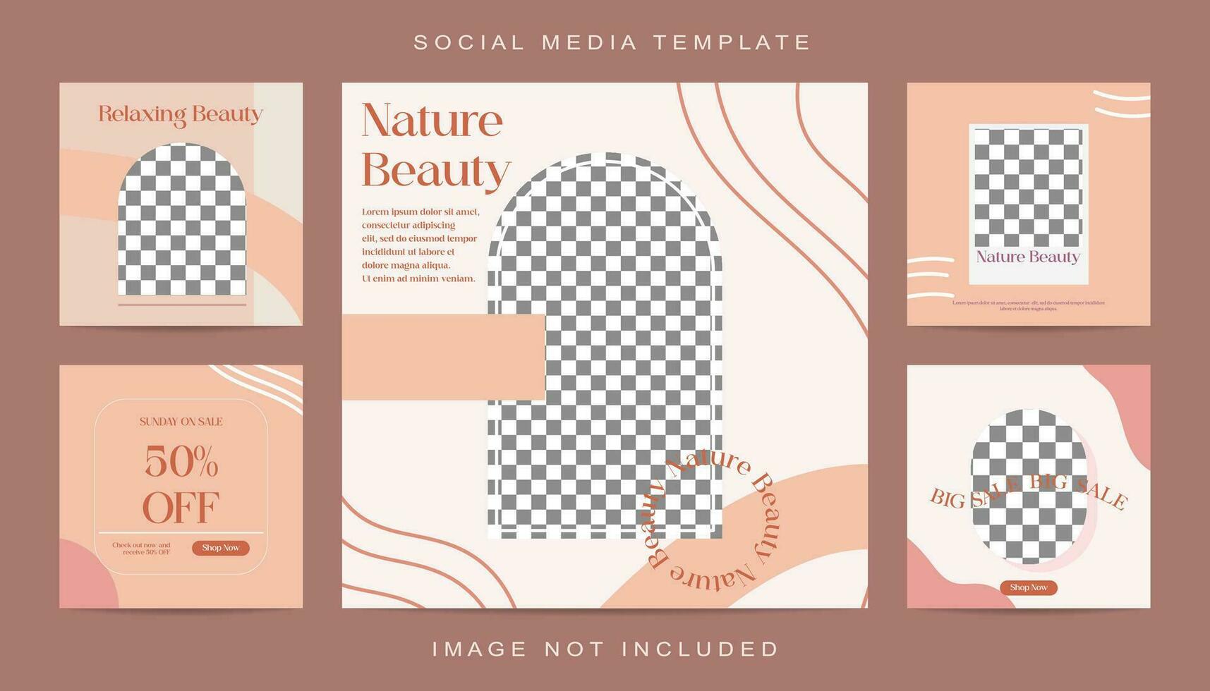 Minimalist Creative Concept Makeup Cosmetic Social Media Post Set Template vector