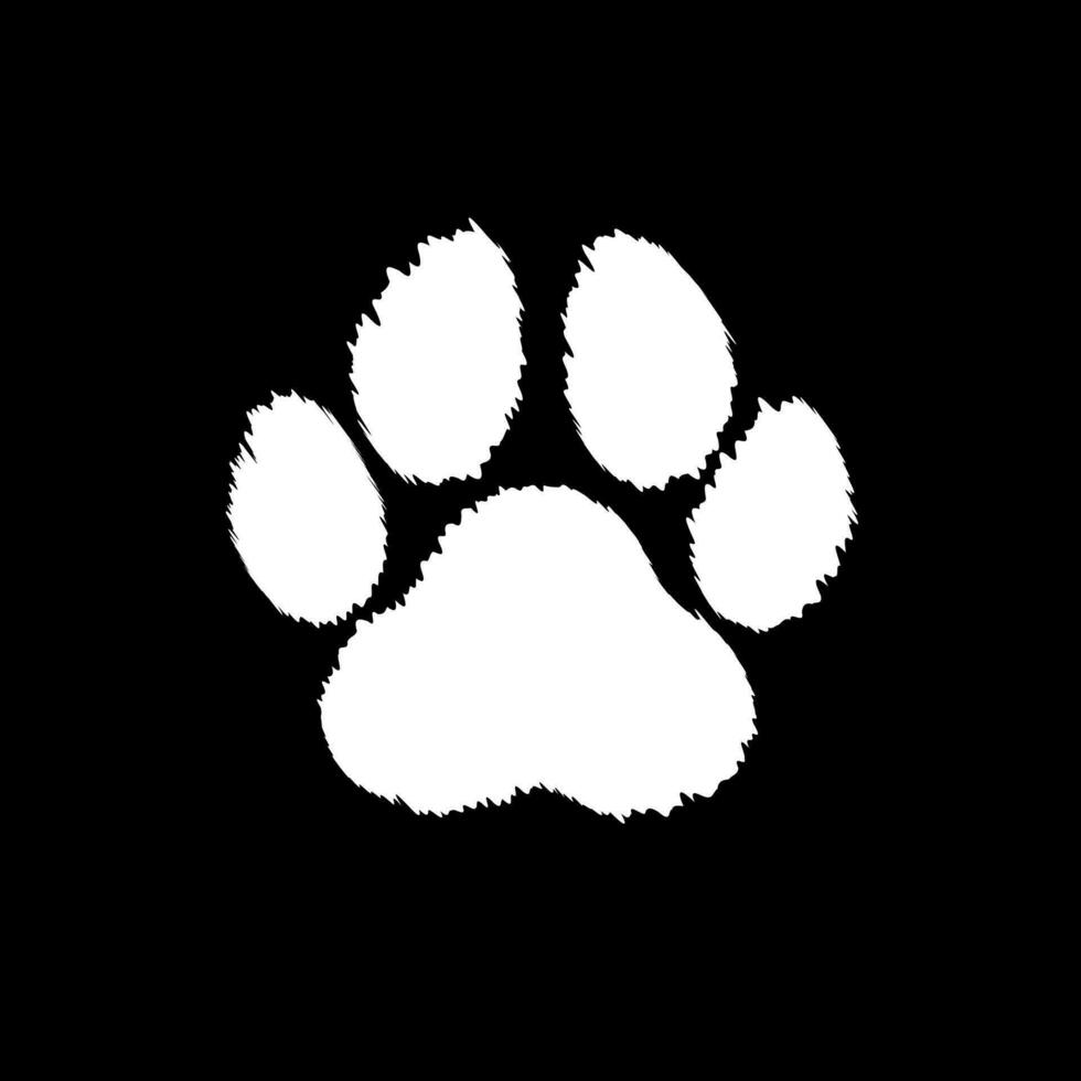 white paw on distorted black background vector