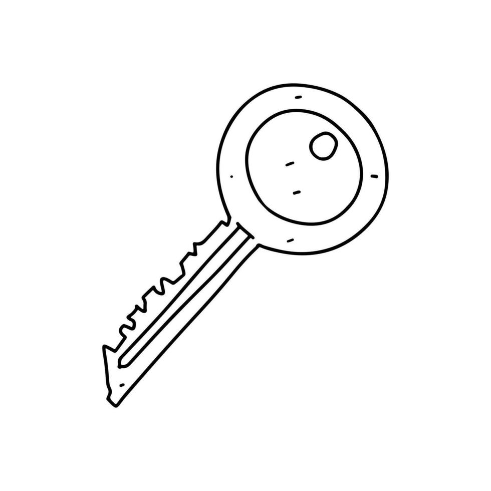 Door key. Hand drawn doodle style. Vector illustration isolated on