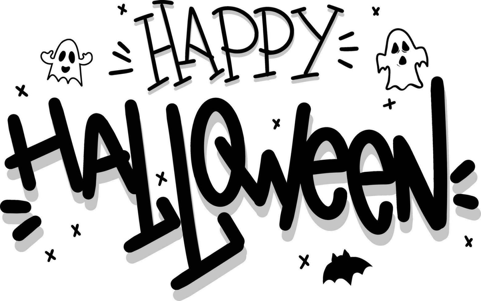 happy halloween handwriting vector
