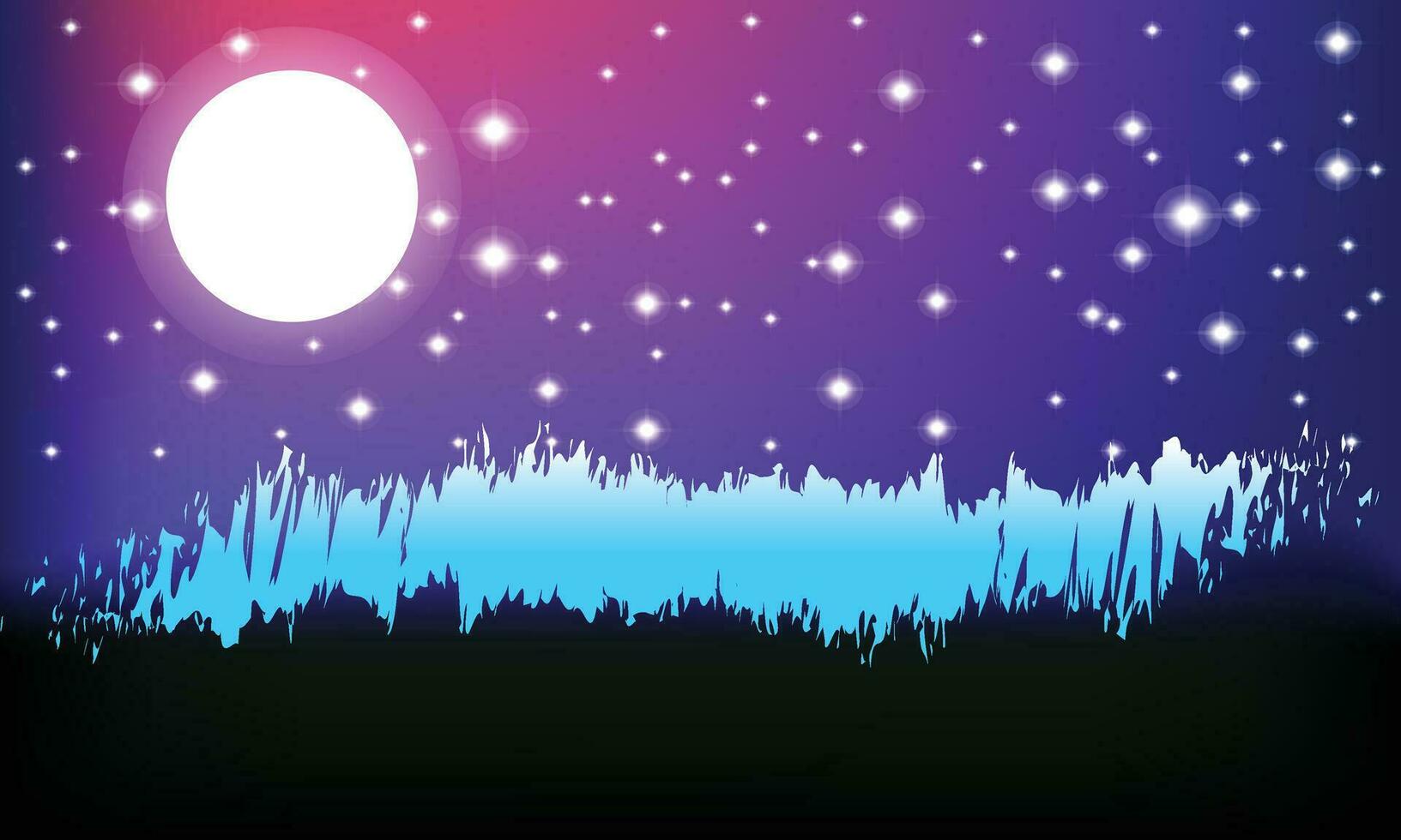 noche antecedentes con lleno Luna - hermosa vector fondo de pantalla, antecedentes ilustración, y paisaje en negro y azul color. cielo panorama con estrellas espacio.