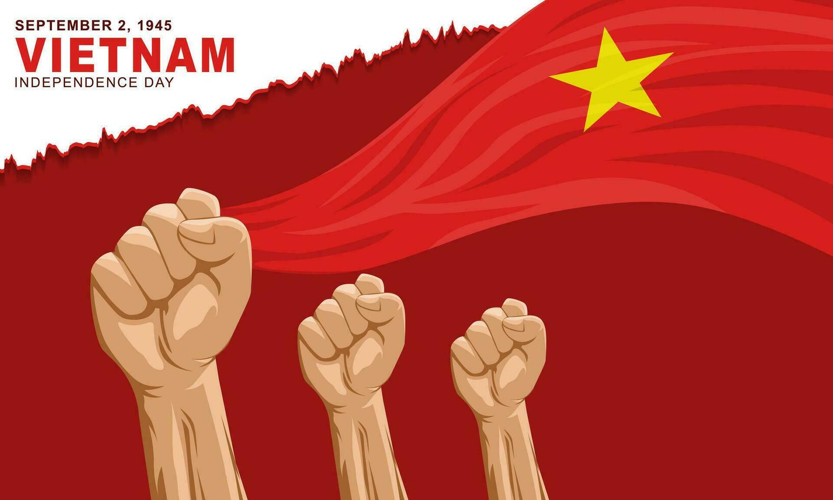 background of hands holding a flag greeting Vietnam's independence day vector