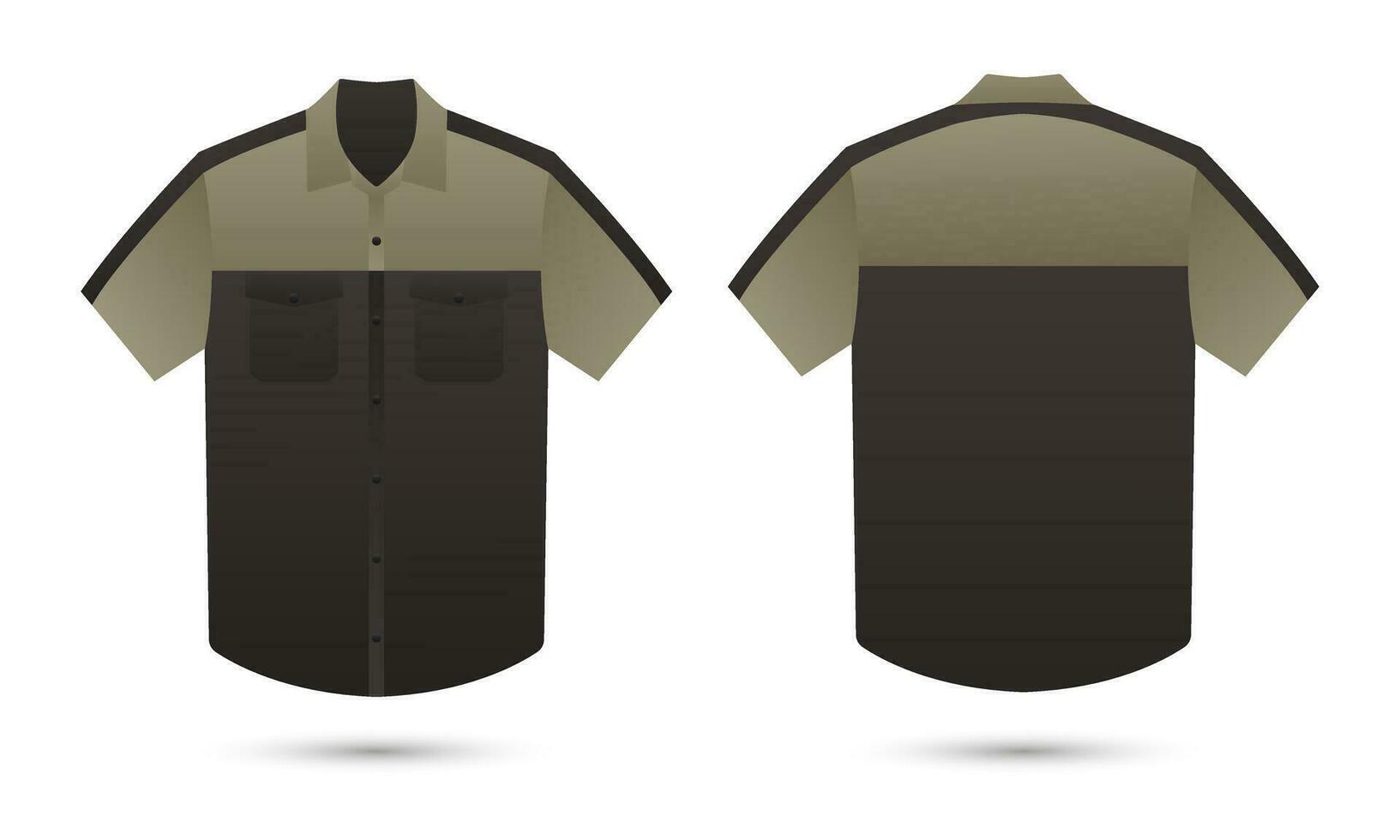 Two tone shirt mockup front and back view vector