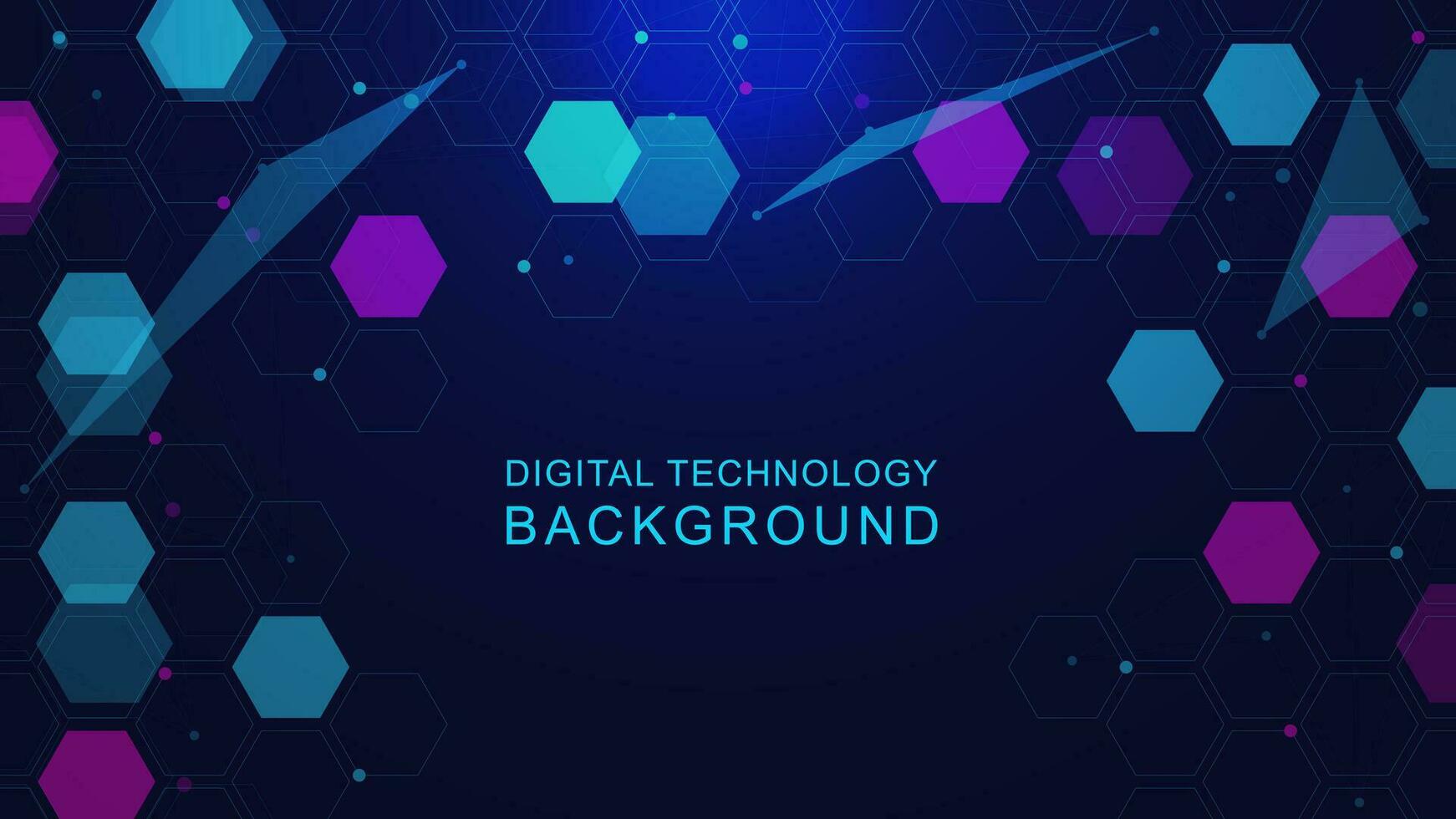 Abstract digital technology with hexagons and plexus background. Big data visualization, network connection and global communication design concept. Vector illustration.