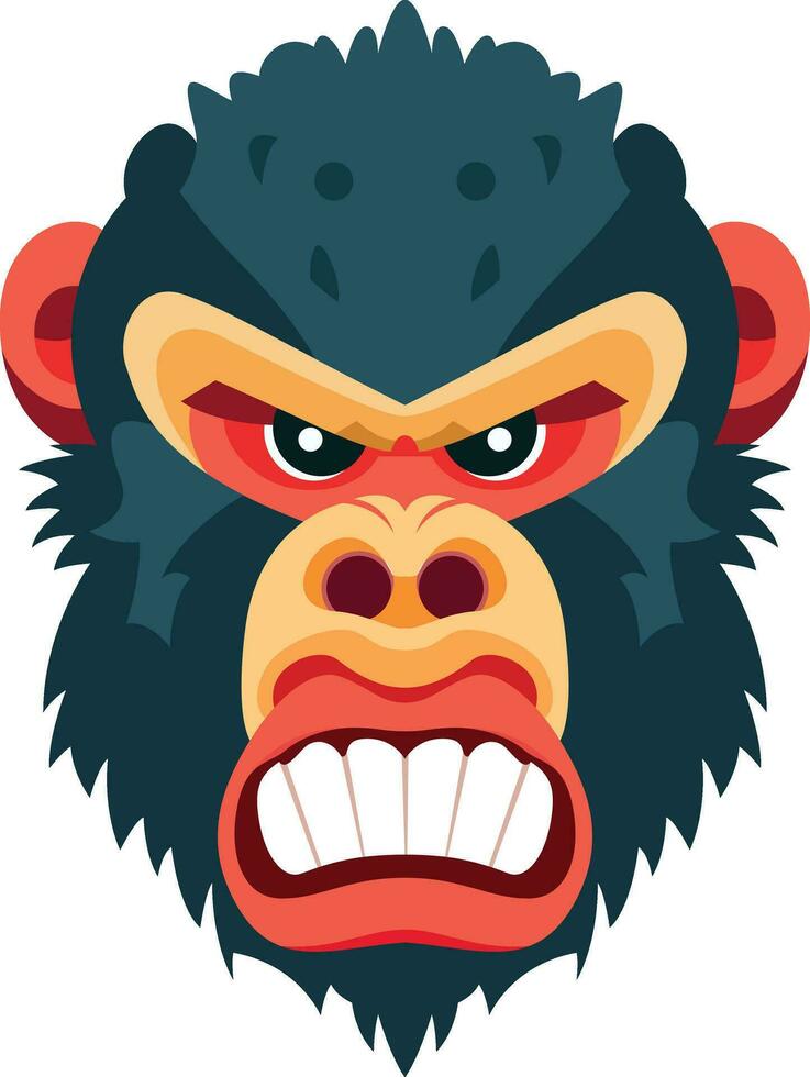 enojado babuino cara plano estilo vector ilustración, enojado mono, mono, chimpancé, chacma plano estilo valores vector imagen