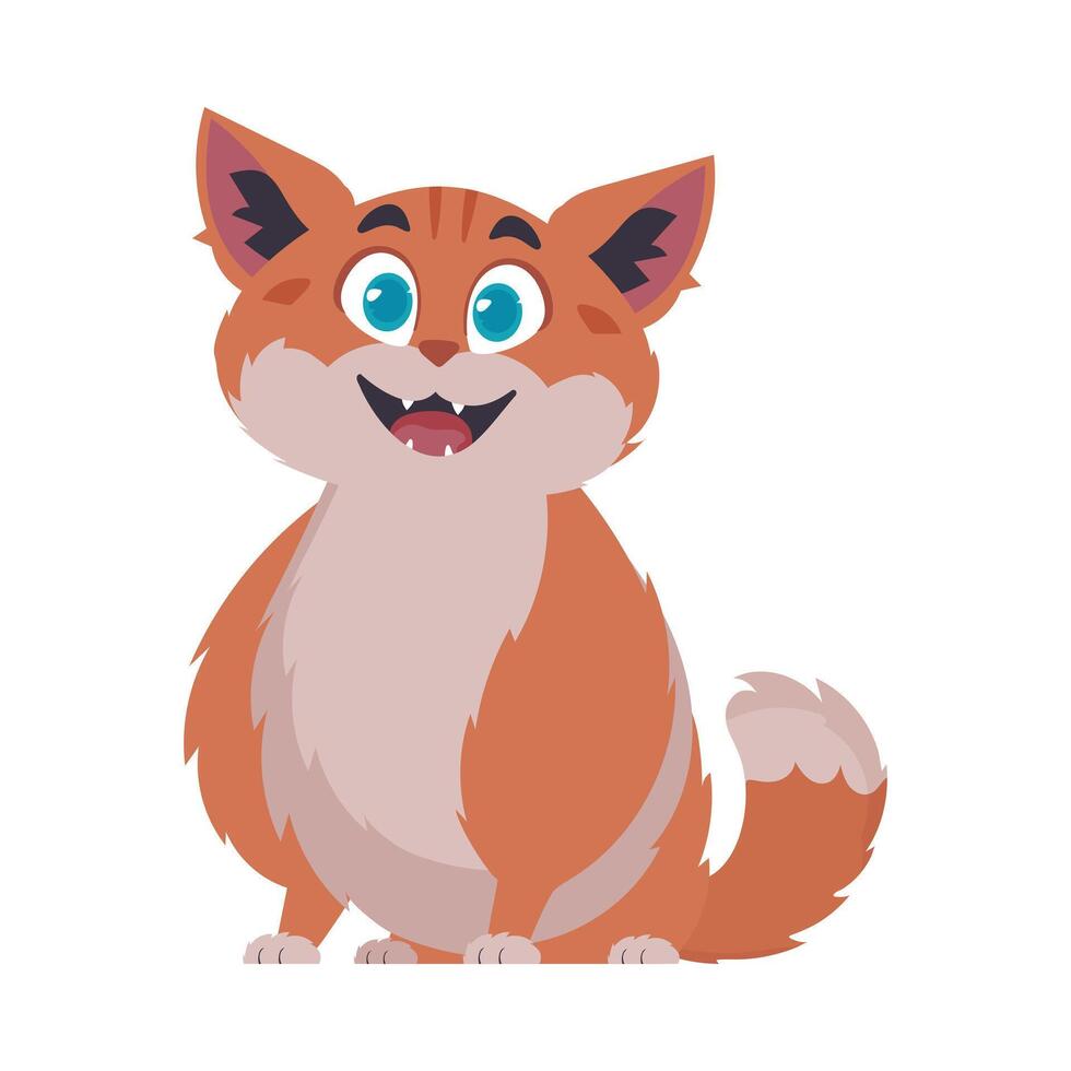 Cerraduras en alegre consiguiendo a ser enrojecido gato. sonriente gato. dibujos animados estilo, vector ilustración