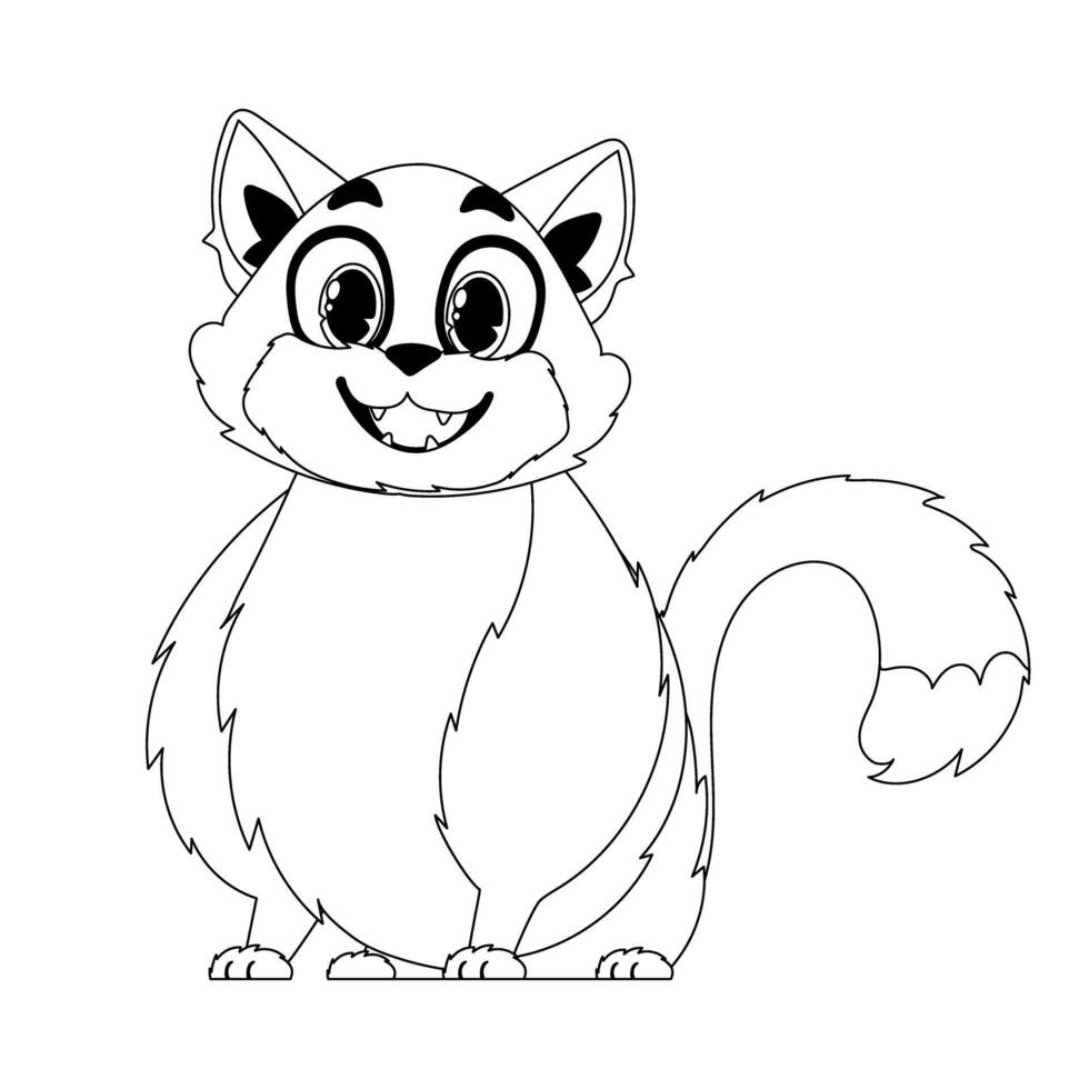 Cleverly cat in a organize organize, remarkable for children's coloring books. Cartoon style, Illustration vector