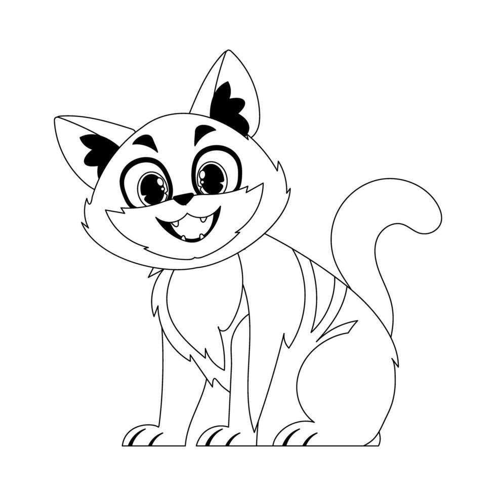 Cleverly cat in a organize organize, stunning for children's coloring books. Cartoon style, Vector Illustration