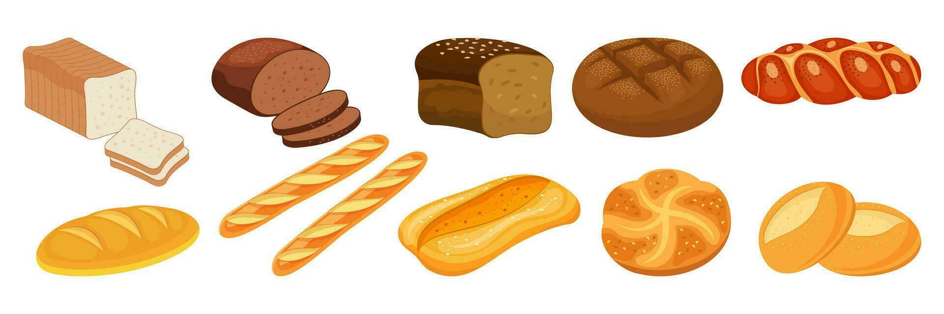 Bakery icons set with bakery shop and baked goods collection flat isolated vector illustration.