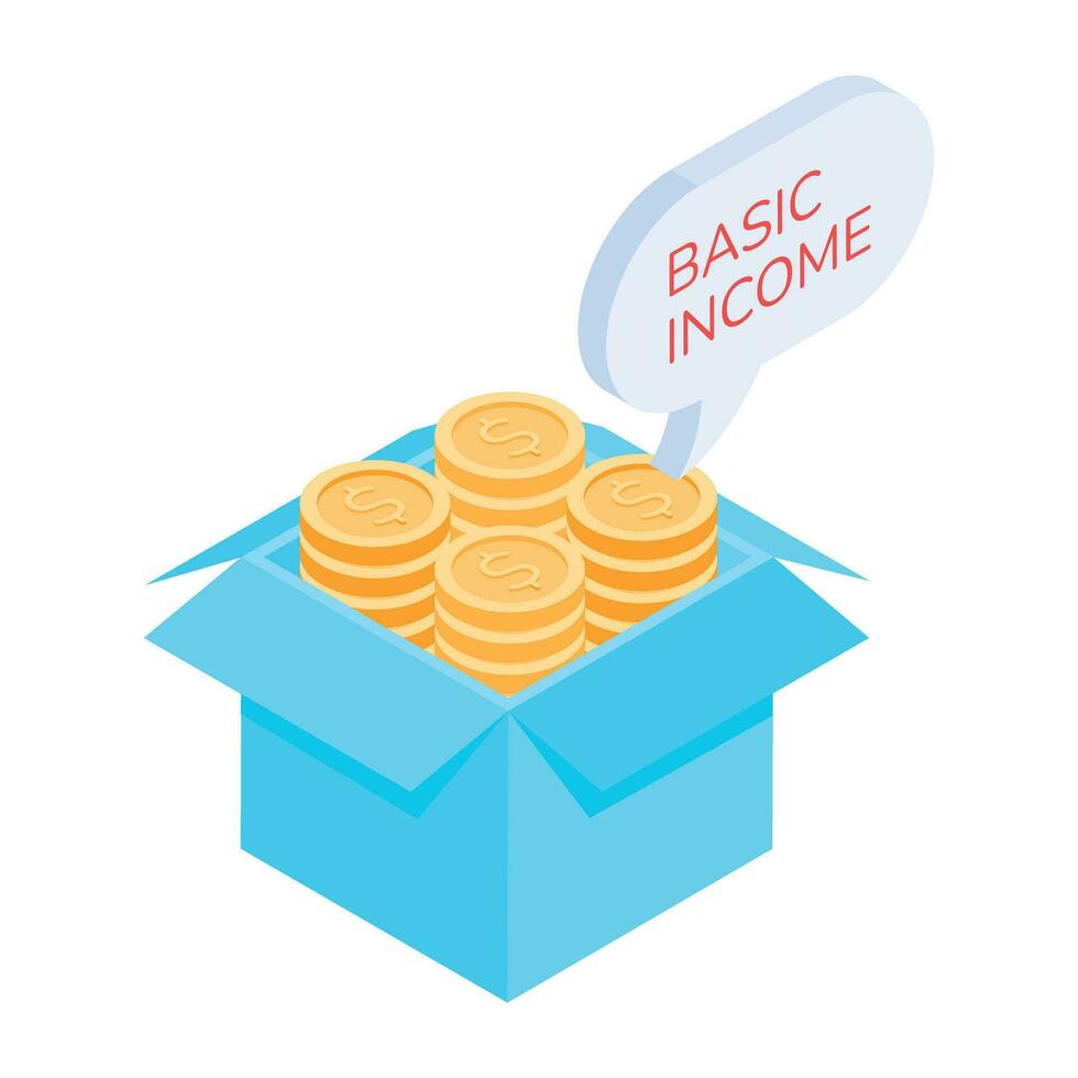 Handy isometric icon of basic income vector