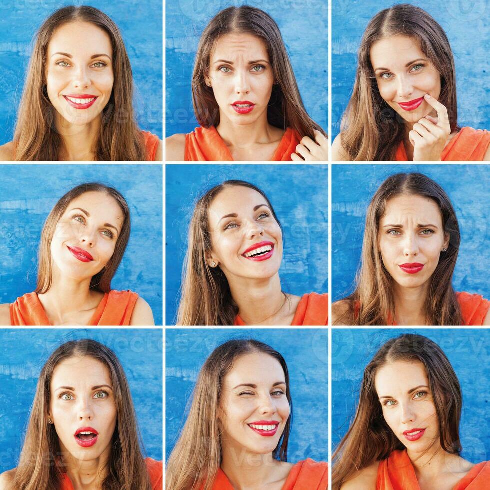 a woman with many different expressions photo