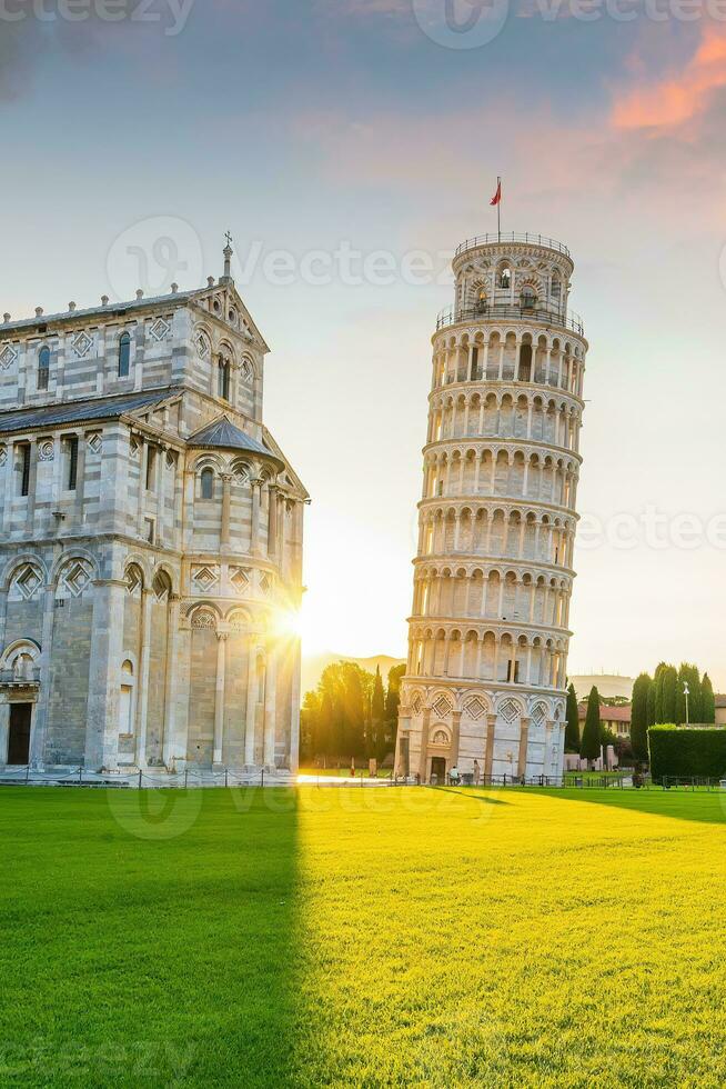 The Leaning Tower in Pisa, Italy sunrise photo