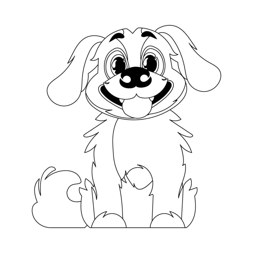 Skillfully puppy in a energize shape, pulverizing for children's coloring books. Cartoon style, Vector Illustration