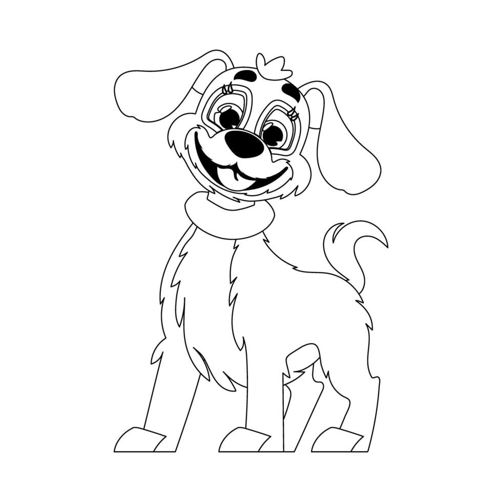 Skillfully puppy in a energize shape, pulverizing for children's coloring books. Cartoon style, Vector Illustration