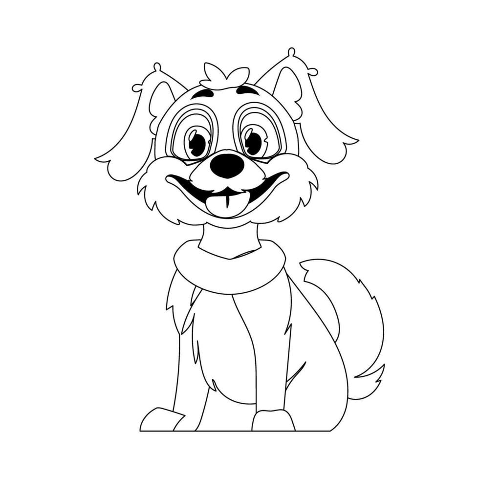 Skillfully puppy in a energize shape, pulverizing for children's coloring books. Cartoon style, Vector Illustration