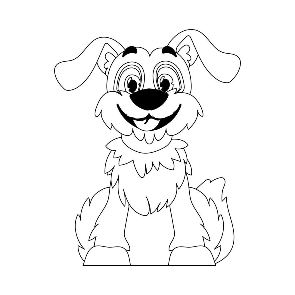 Skillfully puppy in a energize shape, squeezing for children's coloring books. Cartoon style, Vector Illustration