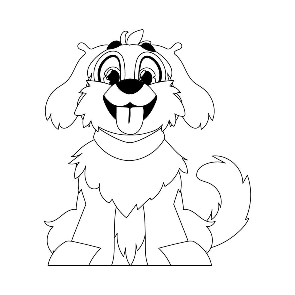 Skillfully puppy in a energize shape, pulverizing for children's coloring books. Cartoon style, Vector Illustration