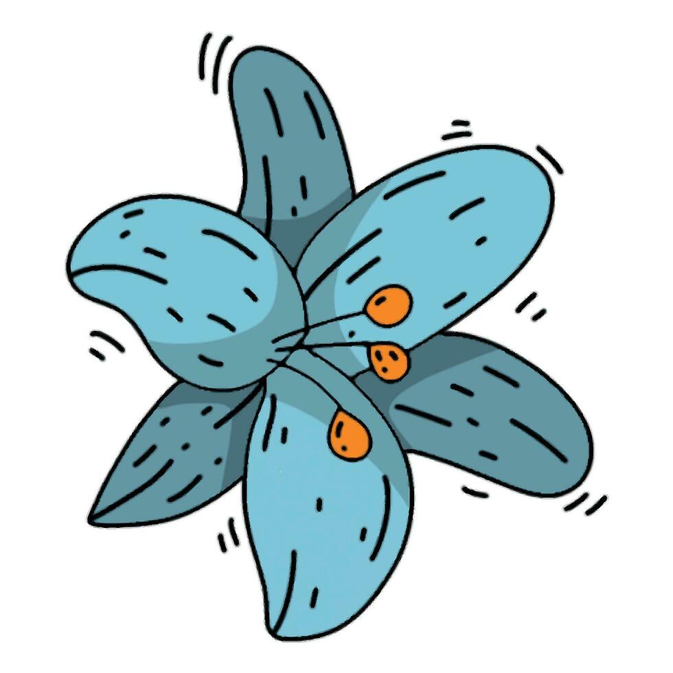 light blue flower on a white background - a doodle style lilly vector