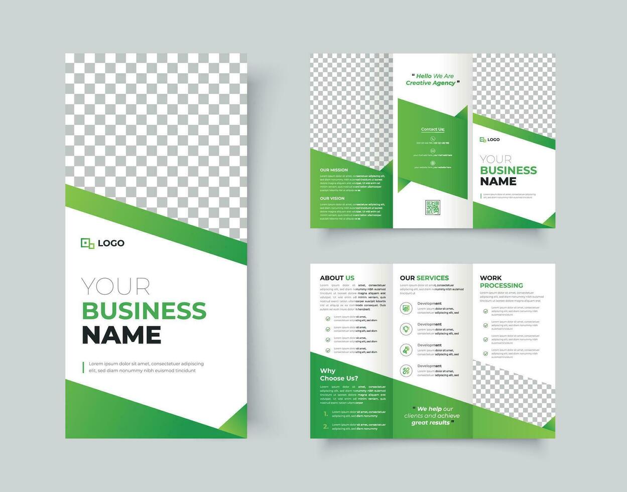 Business trifold brochure design. Minimal Creative and Professional fold brochure template vector