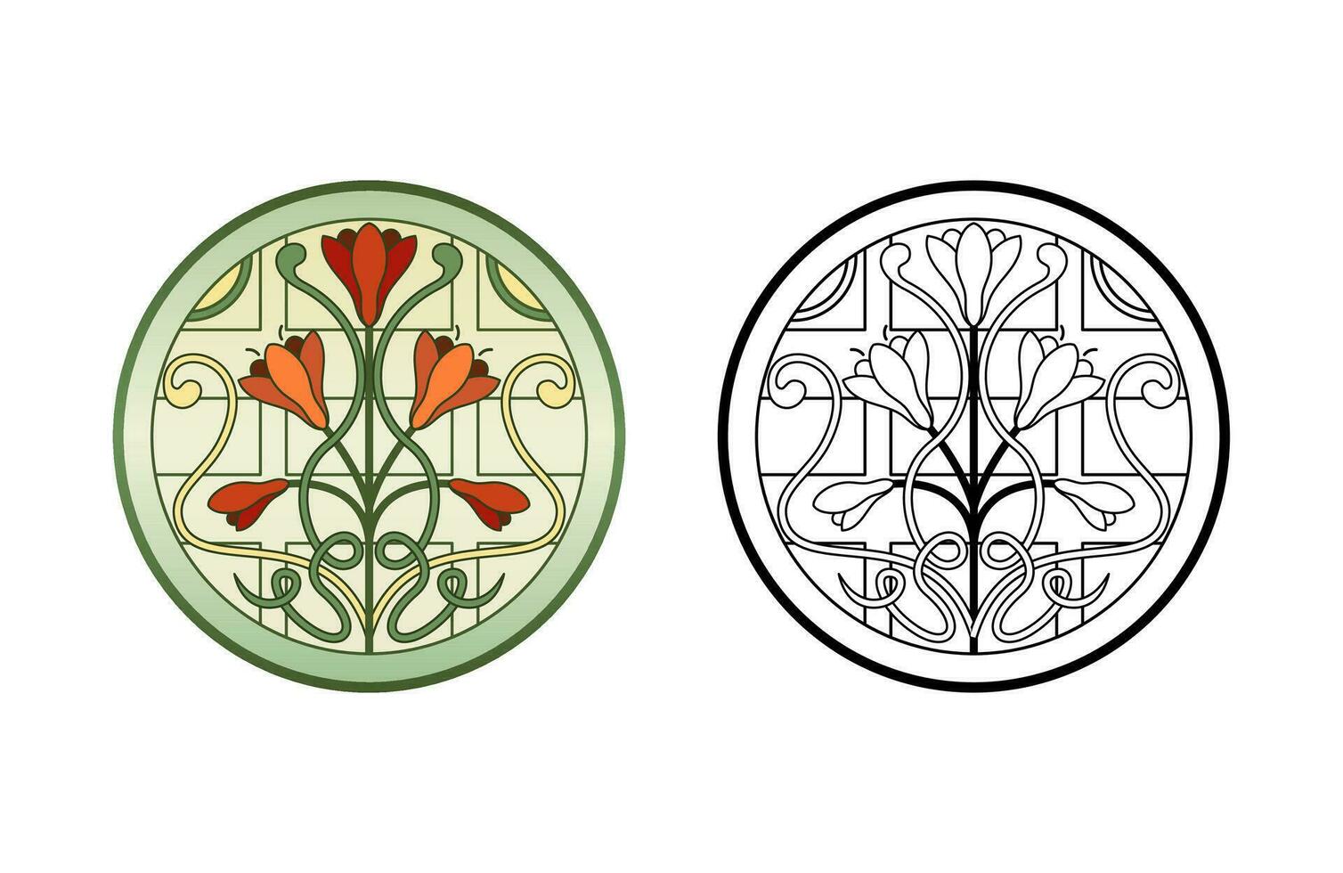 Stained Church glass worksheet. Color abstract picture. vector