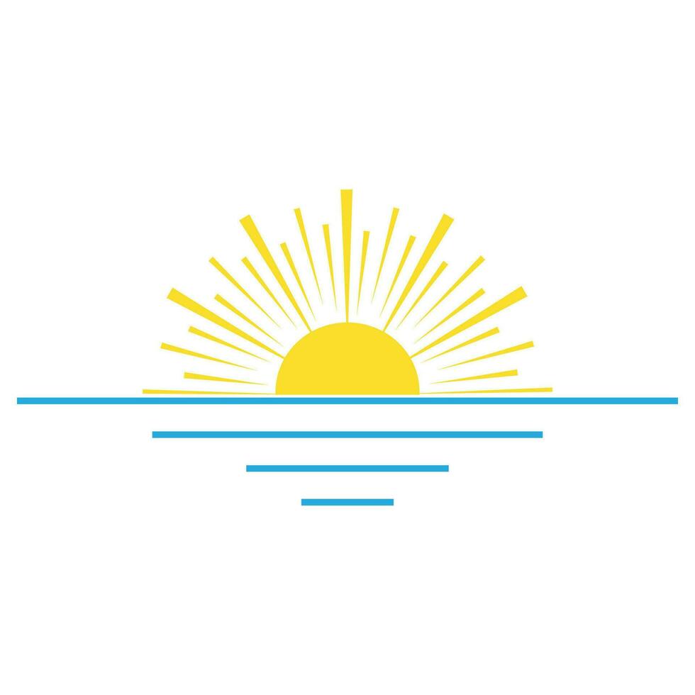 Illustration of sunset over water vector