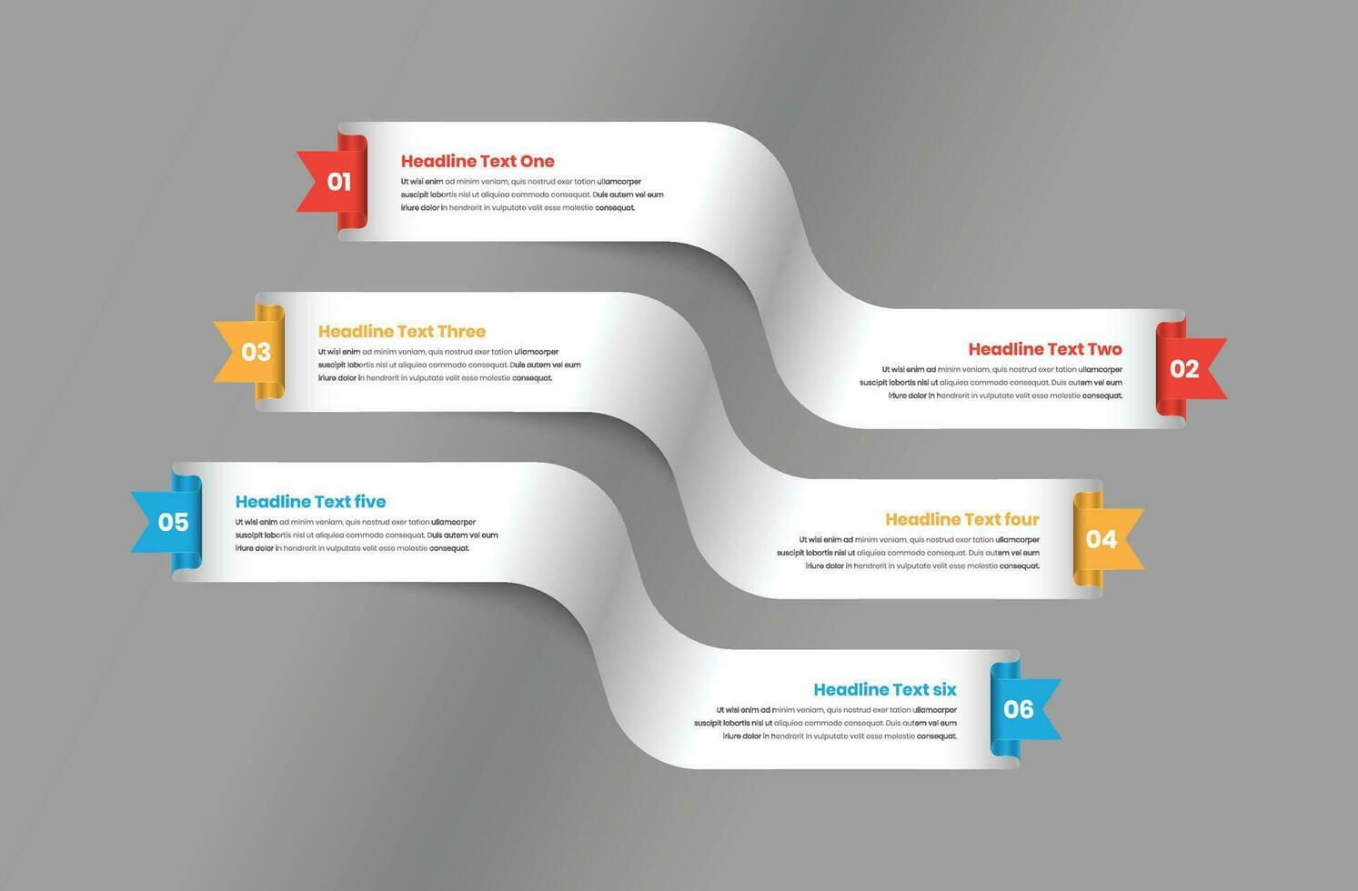 Modern business text presentation infographic template on abstract shiny ribbon shape vector