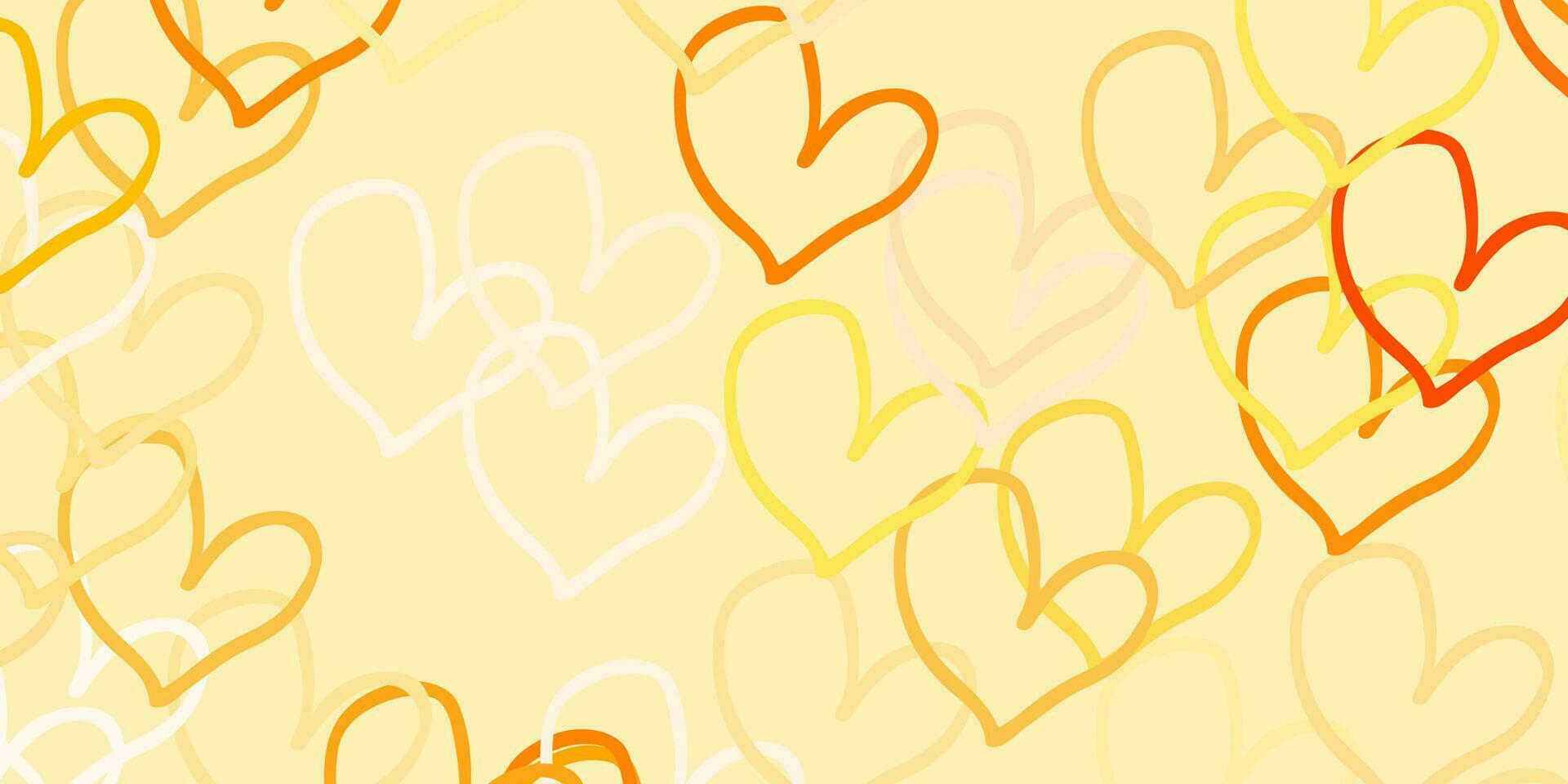 Light Orange vector background with hearts.