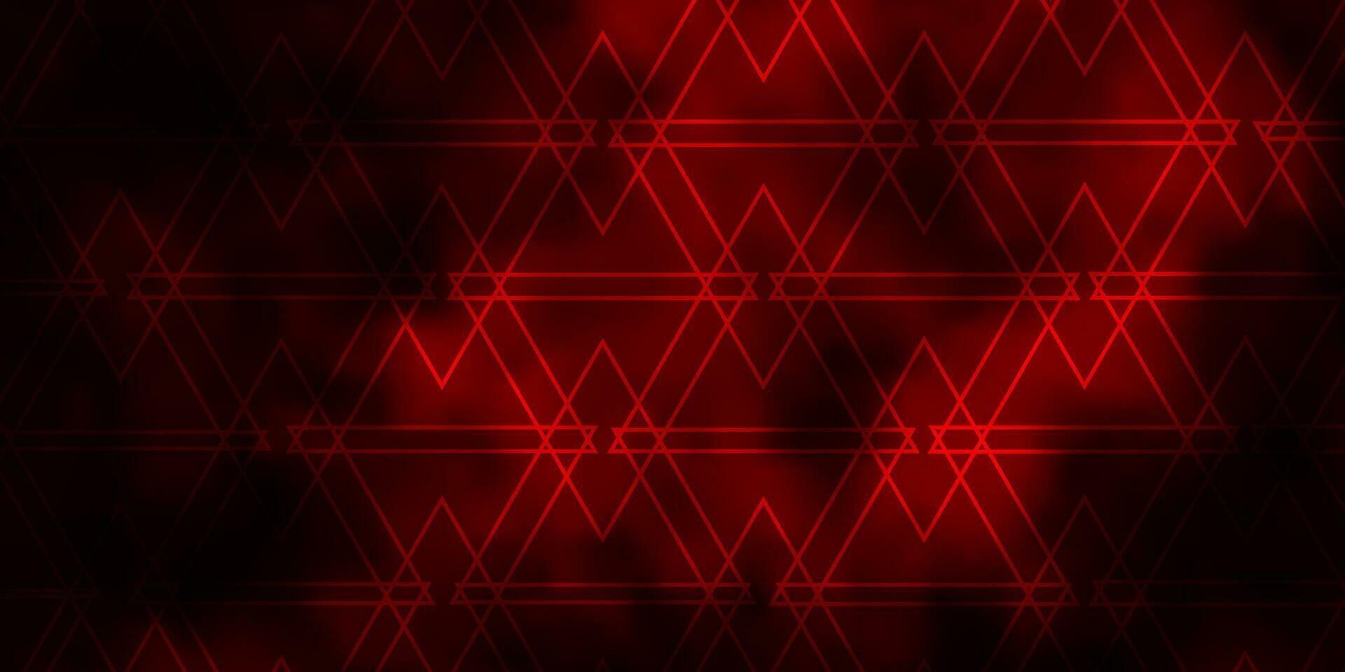 Dark Red vector backdrop with lines, triangles.