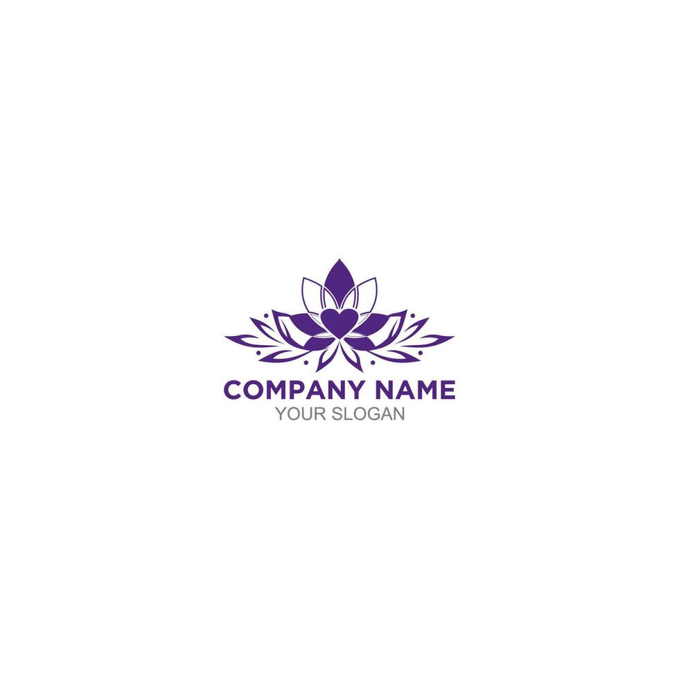 Purple Love Flower Logo Design Vector