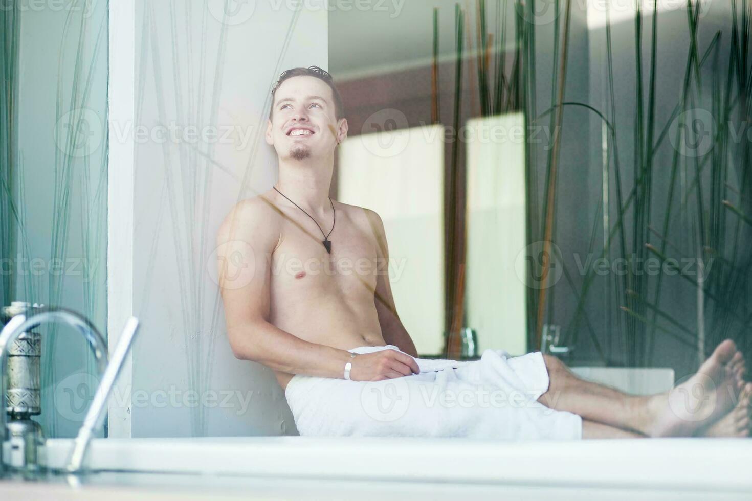 Man enjoying a relaxing spa photo