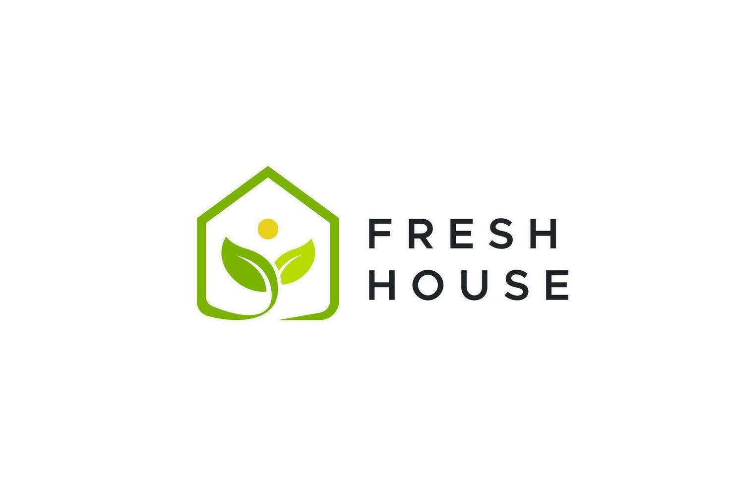 Fresh House Green Health Natural Environment Logo. Business Real Estate, Property and Residential Eco Healthy Life Style. vector