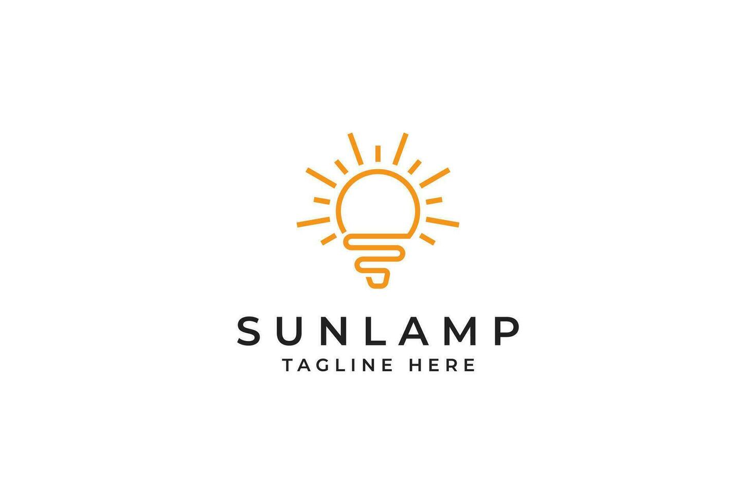 Sun and Bulb Symbol. Creative Idea and Think Logo. Abstract Icon Illustration of Sunset at Beach and Lamp. vector