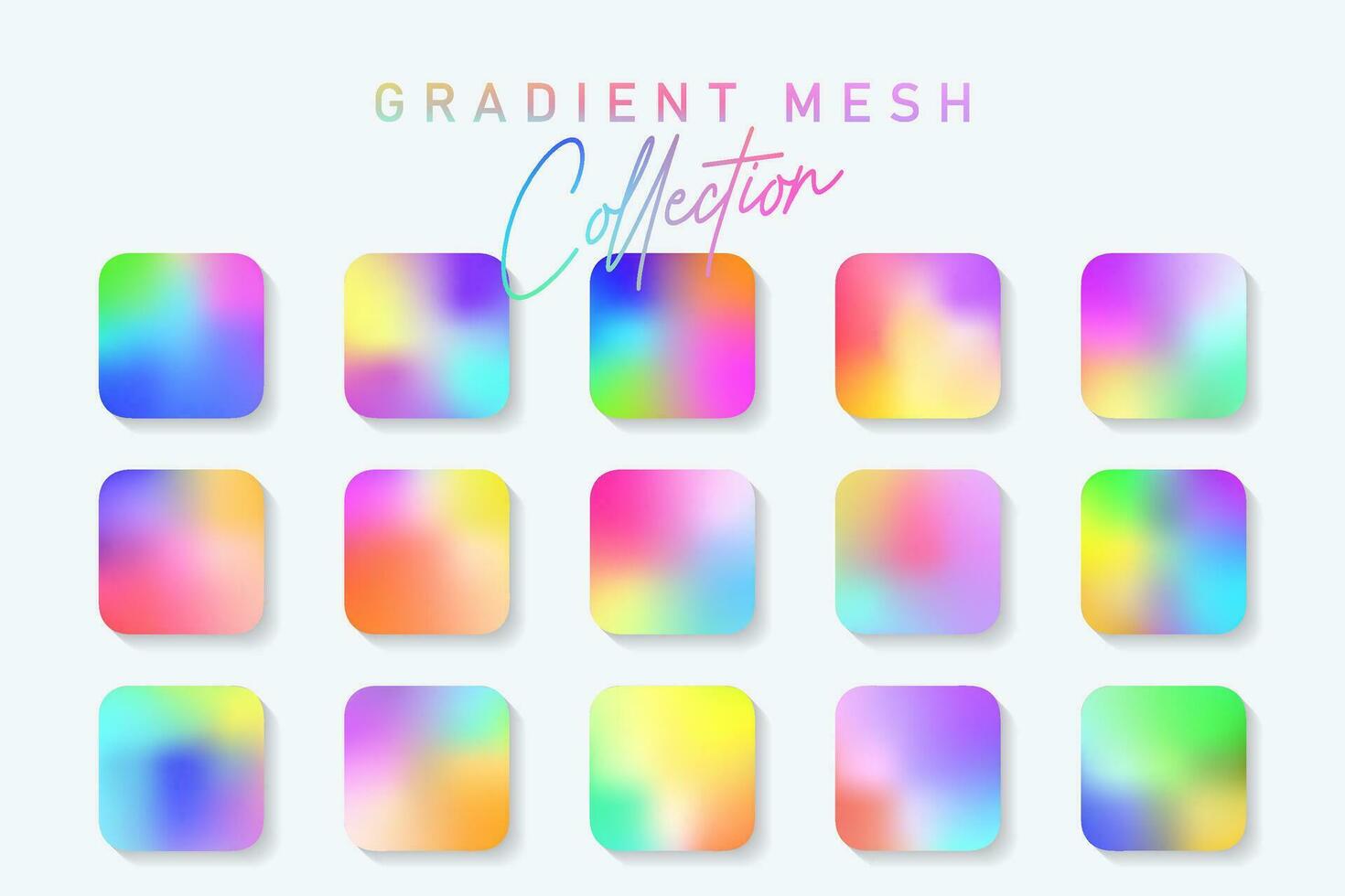 Smooth Gradient Color Mesh Background Mobile App Icon Logo Set. vector