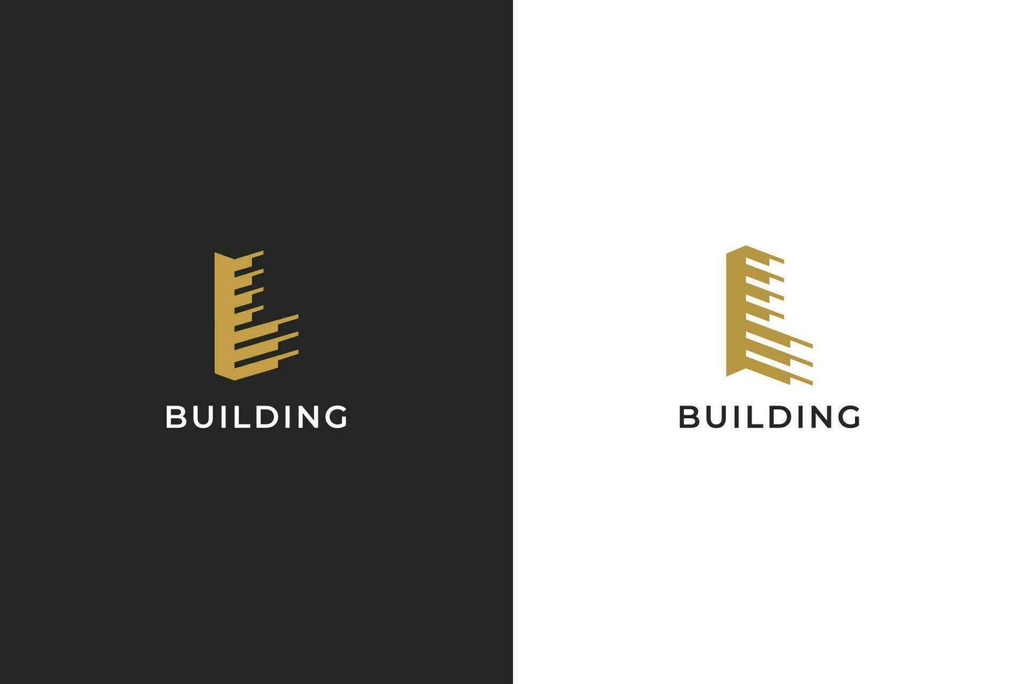 Letter L Building Construction Logo Branding. Sign Symbol Business Company Icon Apartment, Hotel, Residential, Real Estate, Property, Skyline. Luxury Gold Color. vector