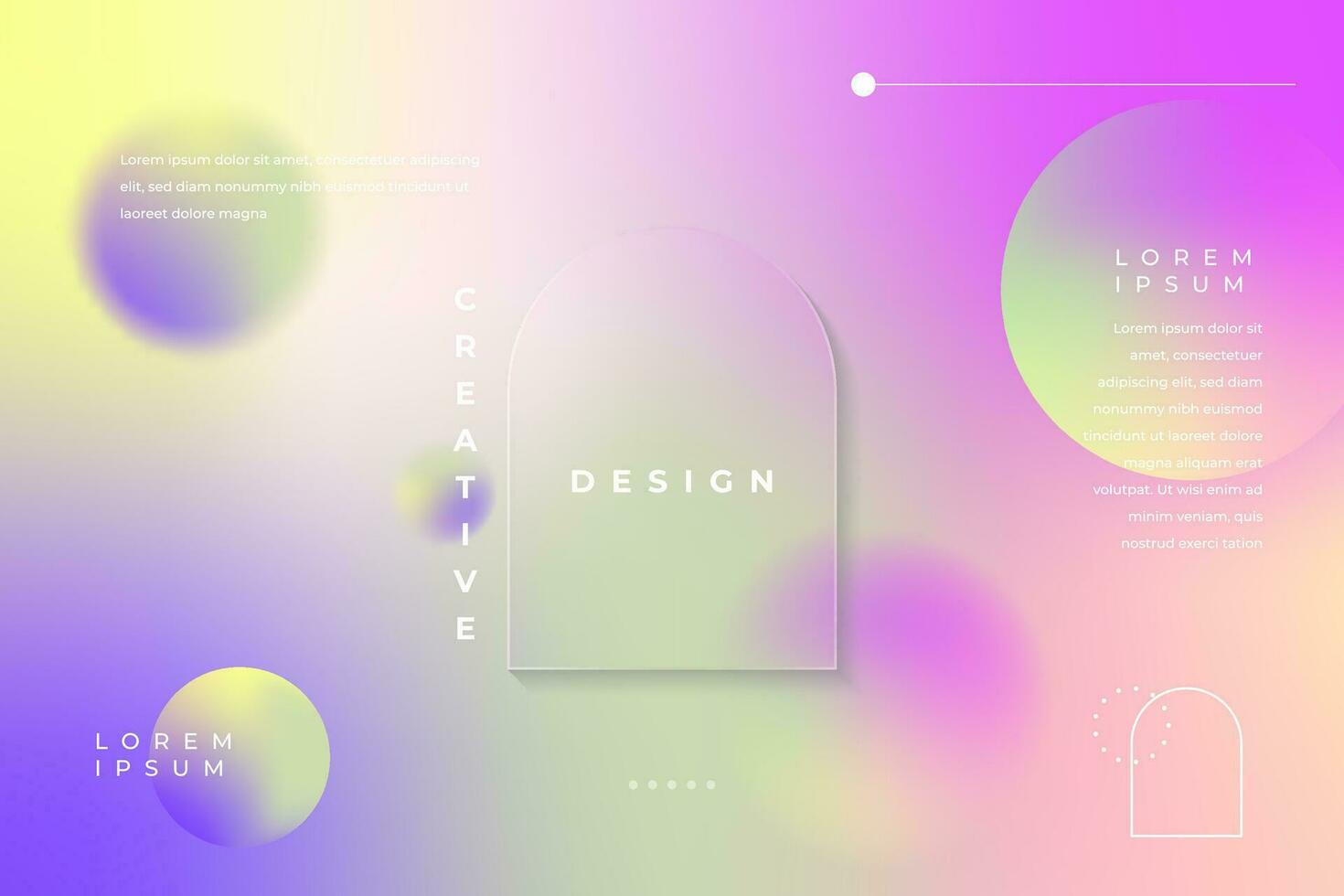 Morph Background Soft Gradient Colors with Window Shape Glass Effect Frame Title Text. Poster, Banner, Presentation, Wallpaper Mobile and Desktop. vector