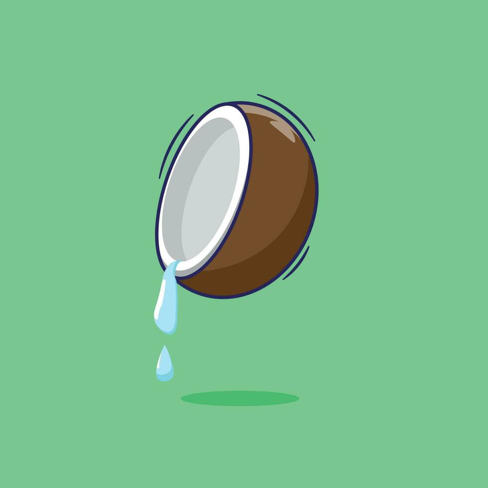 Flat design vector of a piece coconut juice organic fruit