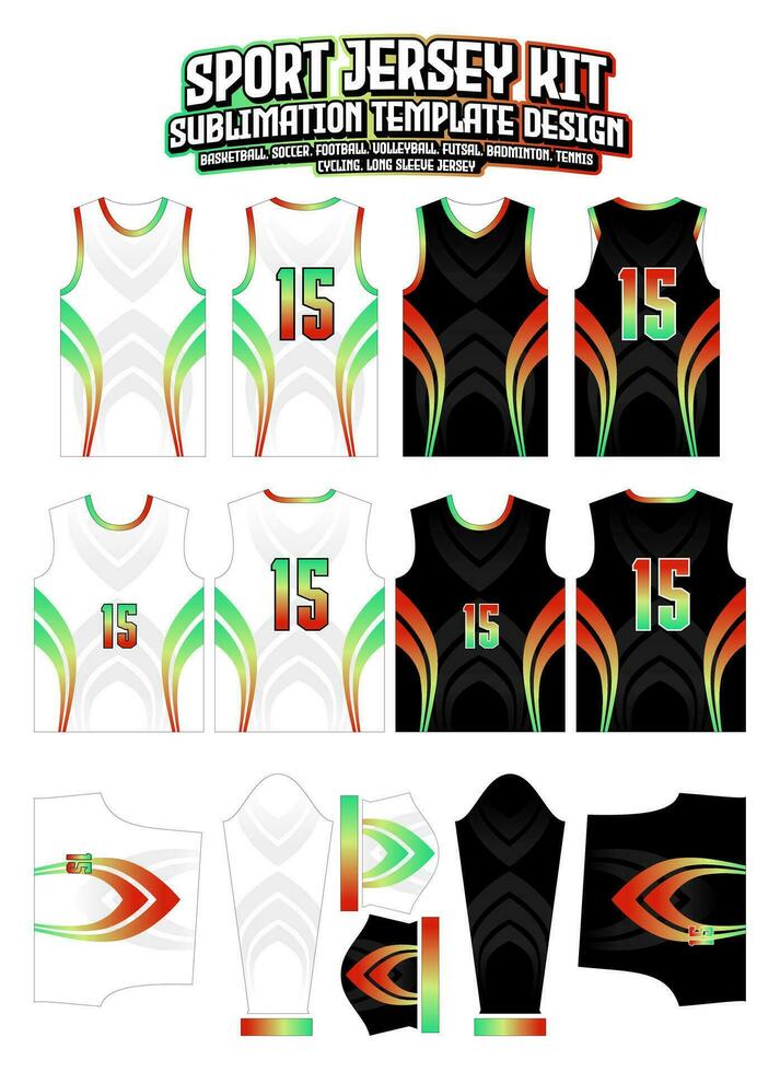 Green Red Arrow Gradient Jersey Design Sportswear Pattern Template vector