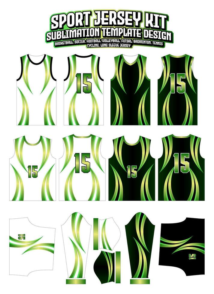 Poison Green Jersey Design Sportswear Pattern Template vector