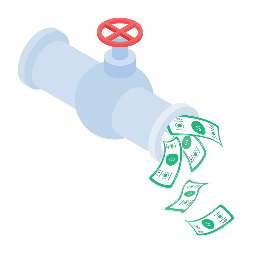Check isometric icon of money pipe vector
