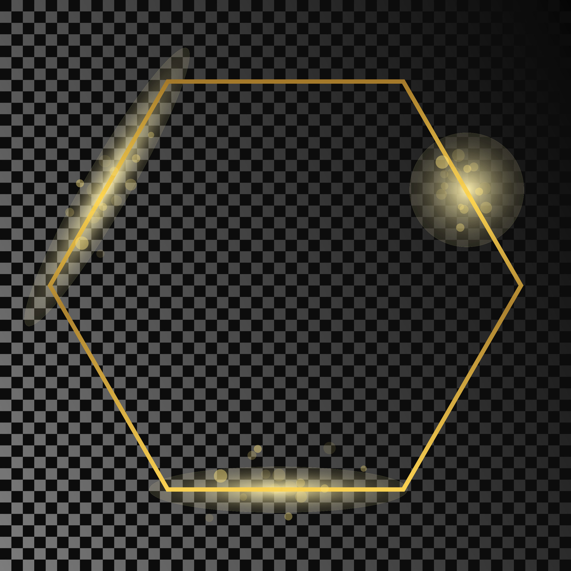 Gold glowing hexagon frame isolated on dark 27610157 Vector Art at Vecteezy