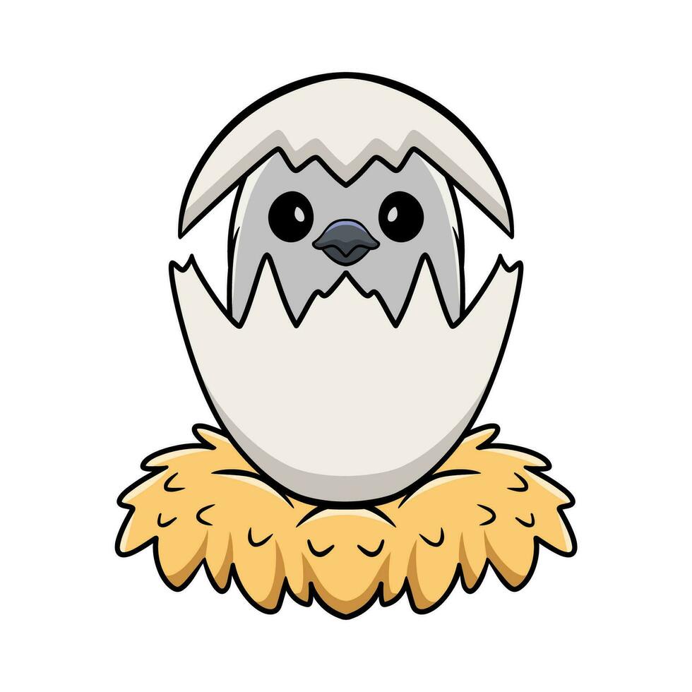 Cute black crested titmouse cartoon inside from egg vector
