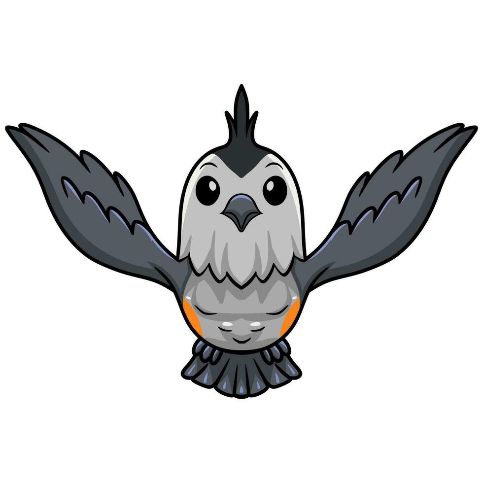 Cute black crested titmouse cartoon vector
