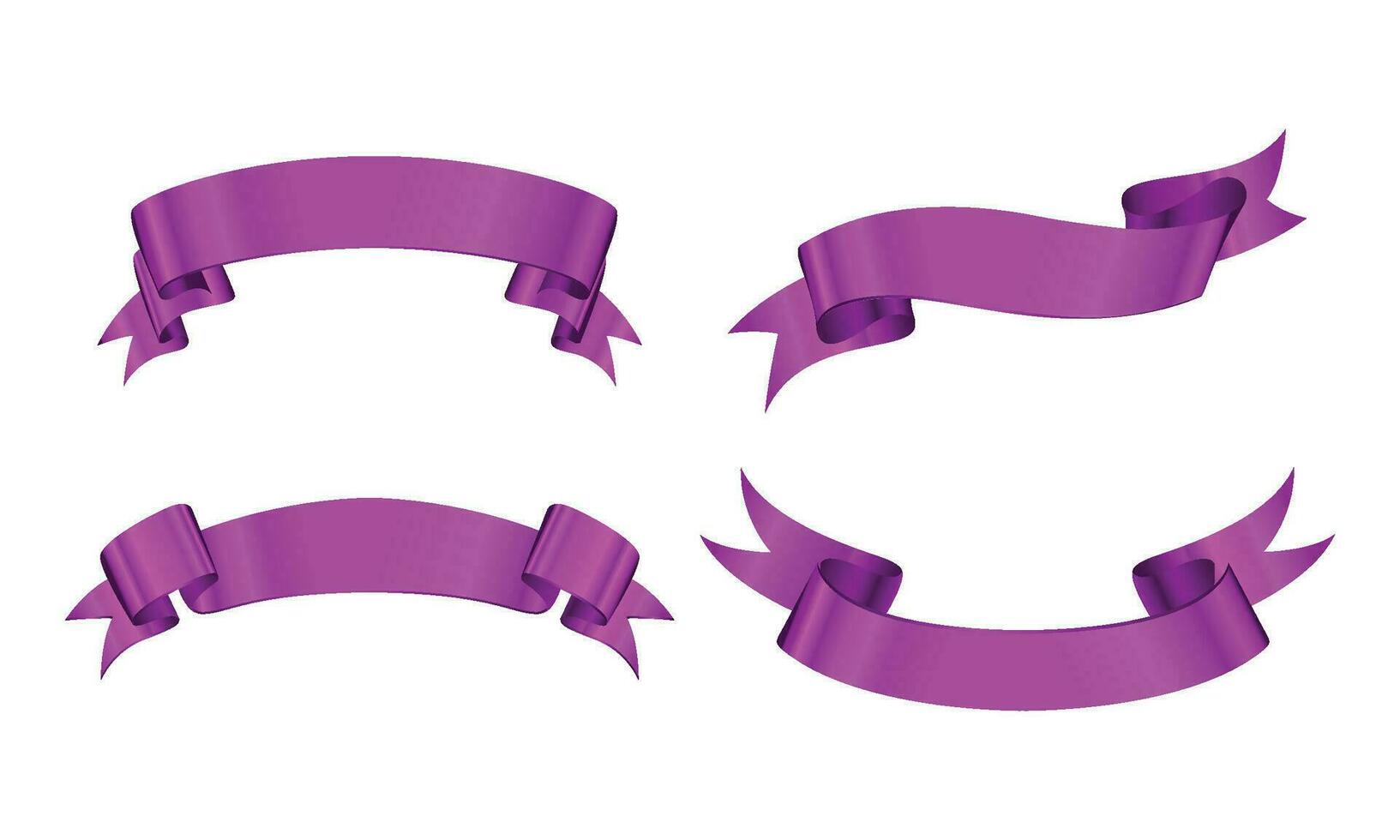 Vector purple glossy ribbon vector banners set. ribbon label purple glossy, ribbon curled tag