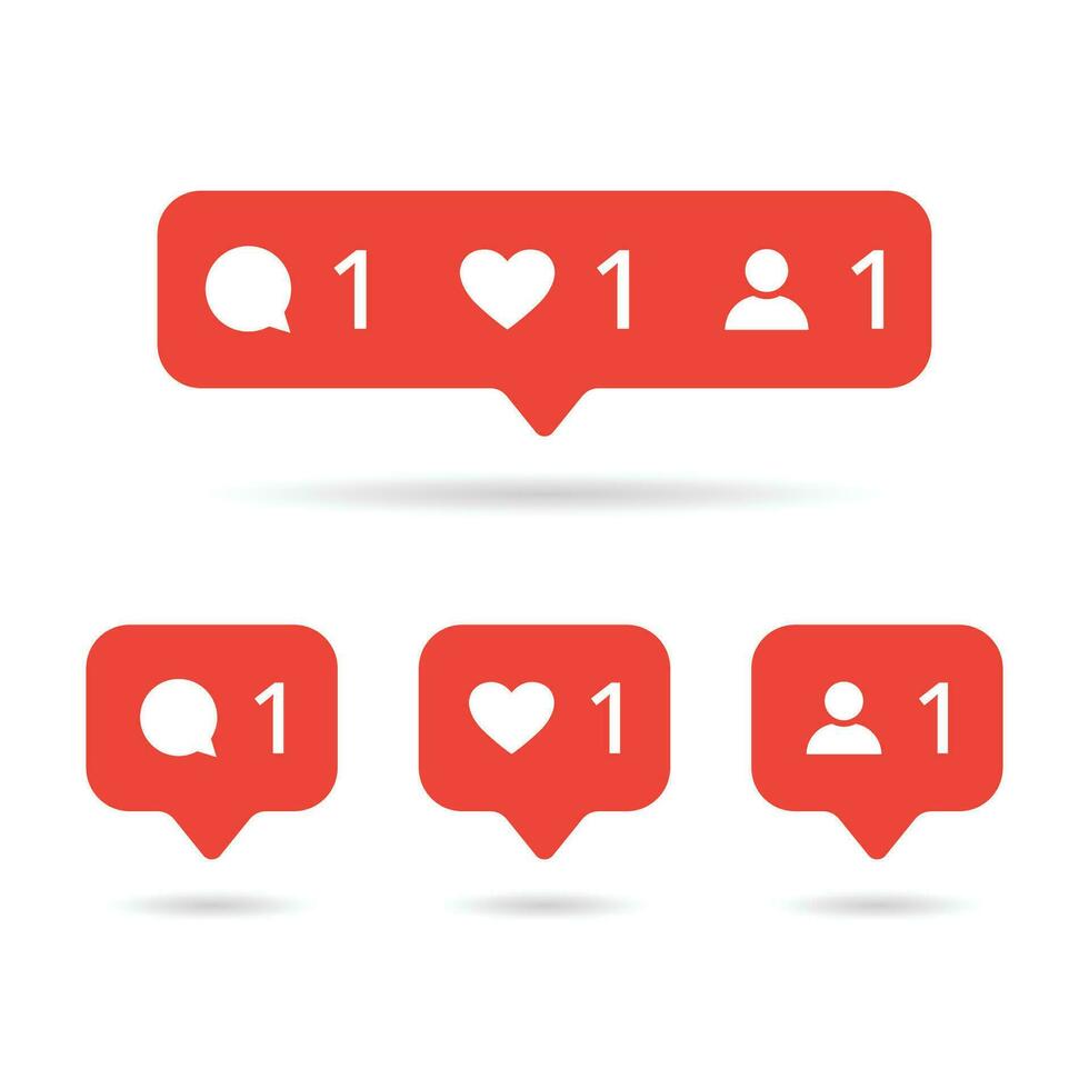 Social network vector icons pack. Like, comment, follow.