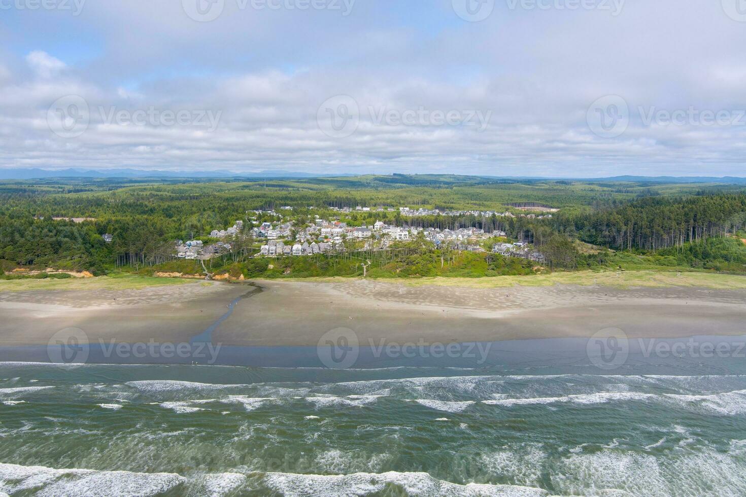 Aerial view of the beach at Seabrook, Washington photo