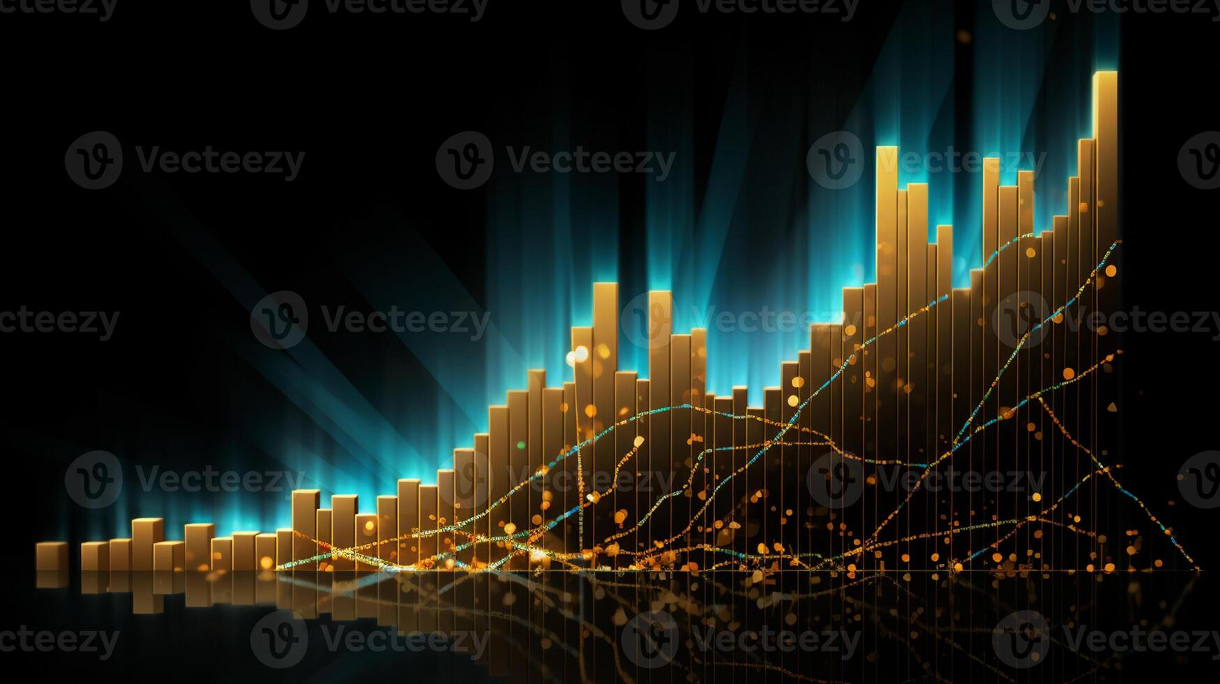 ai generativo crecimiento dólar negocio éxito flecha firmar en economía, lucro fondo, grafico, gráfico concepto y inflación foto