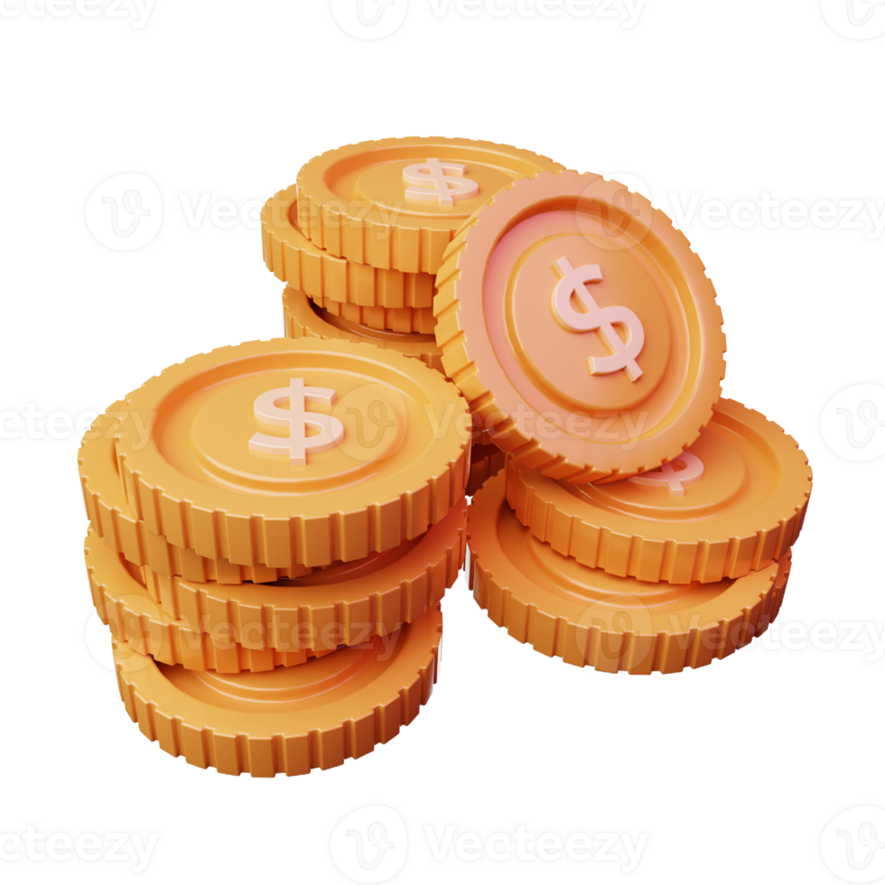 3d Render Dollar Coins Icon Illustration png