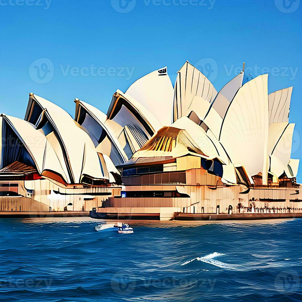 sydney opera house with sea and blue sky  AI Generateblue sky photo