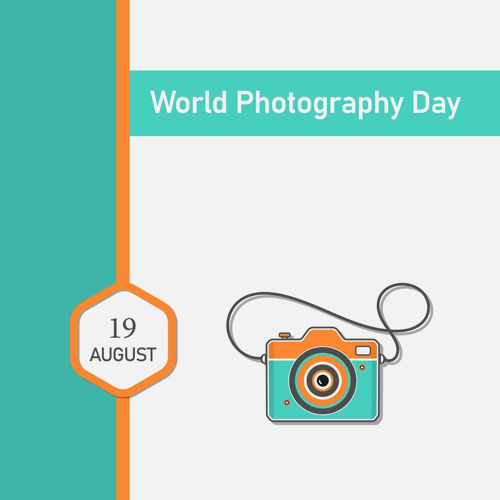 World Photography Day, August 19. Minimalistic Typography Decorated Design.Photography icon style.Vector illustration.Template for background, banner, card, poster. vector