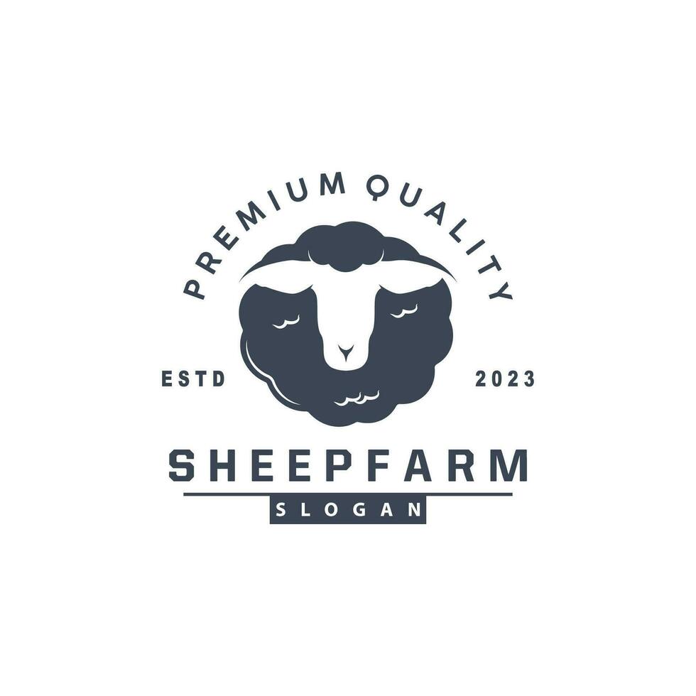 Sheep Farm Logo Design Inspiration Simple Silhouette Retro Typography vector